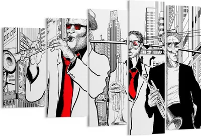 Produktbild von Bild auf Leinwand - Leinwandbild - Jazz Musik Musiker - 150x100cm - Wand Bild - Wanddeko - Leinwanddruck - Bilder - Kunstdruck - Wanddekoration - Leinwand bilder - Wandkunst - EG150x100-3565