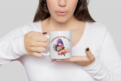 Produktbild von Stressfrei Schmetterling Butterfly Kaffeetasse Teetasse Tasse Geschenkidee – Stressfrei-03