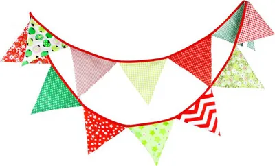 Produktbild von Oblique Unique Wimpel Girlande Wimpelkette Banner Vintage - grün-rot