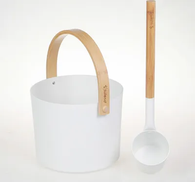 Produktbild von Suleno Sauna Set KJELL | 2-teilig Kübel Kelle -  Weiß 20821-21