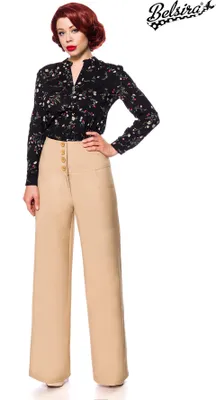 Produktbild von Belsira Stoffhose Damen Marlenehose beige Basics, Rockabilly 100% Polyester S