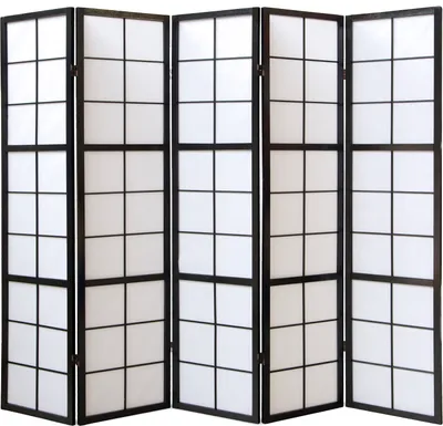 Image de Paravent Séparation de pièce 3 parties Cloison Shoji Pliable Noir