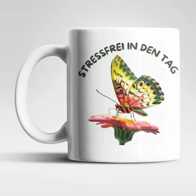Produktbild von Stressfrei Schmetterling Butterfly Kaffeetasse Teetasse Tasse Geschenkidee – Stressfrei-01