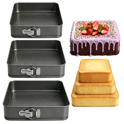 Image de Omgoods - 3 moules à gâteau ronds avec revêtement antiadhésif - Idéaux pour les gâteaux et pâtisseries