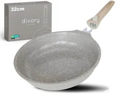 Produktbild von DIVORY 32 cm Pfanne mit Keramikbeschichtung und abnehmbarem Griff, für alle Herdarten geeignet, Induktion, Backofengeeignet (Natura, 32 cm), KI-generiertes Bild