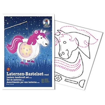Obrázok produktu pre URSUS Einhorn, Papierový lampáš, Lepenka, Papája, Ružová, Biela, Jednofarebné, Kolo, 21,8 cm
