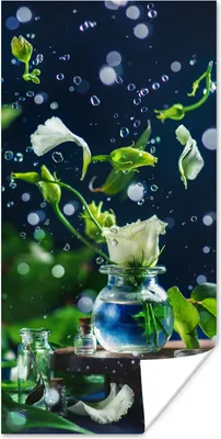 Produktbild von MuchoWow® Poster Tropfen - Rosen - Blumen 60x120 cm - Wandschmuck