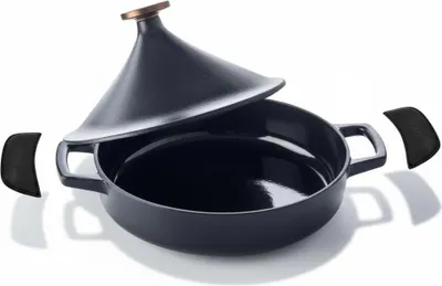 Produktbild von Alva Tagine - Nori - Gusseisen ø 28 cm - 3 Liter - emaillierte Antihaftbeschichtung + Gratis Ledergriffe