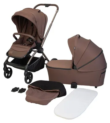 Produktbild von BabyTrold Alex 2in1 Kinderwagen in Chocolate mit Tragewanne, Sitzeinheit und Fußsack