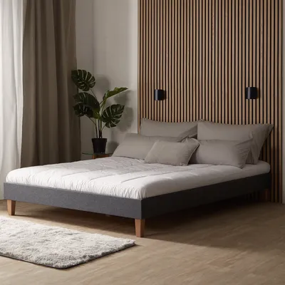 Produktbild von Homestyle4u 1982, Polsterbett 160 x 200 cm Futonbett Grau Doppelbett  Bett Bettgestell Lattenrost