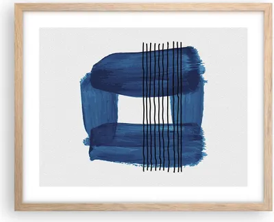 Produktbild von Gerahmtes Poster - Rahmen in heller Eiche - Abstraktion Aquarell Blau - 50x40 cm - Wand Bild - Wanddeko - Wandbilder - Wandposter - Bilderrahmen - Bilder - Kunstdruck - Wandbild - P2NAA50x40-4223