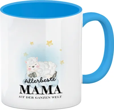 Produktbild von Allerbeste Mama der Welt Kaffeebecher in hellblau mit Lamm