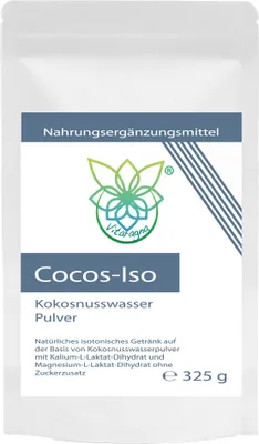 Produktbild von VITARAGNA Cocos-Iso Elektrolyte - Kokoswasser Pulver zum isotonischen Getränk mischen, Kokosnusswasser-Extrakt mit Magnesium u. Kalium ohne Zusatzstoffe, 325g