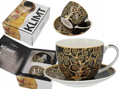 Imagen del producto de Carmani - Taza y platillo "Árbol de la Vida" - Tazas de café con platillo - Set de té - Idea de regalo - 240 ml