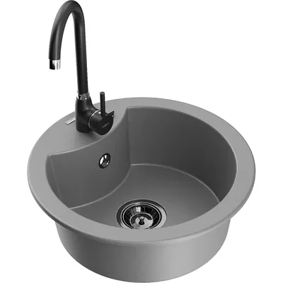 Obrázek produktu pro Mexen Diego 1-miskový granitový dřez s kuchyňskou baterií Telma, Šedá - 6512-71-670200-70-B