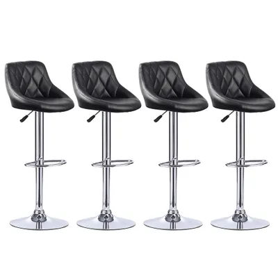 Produktbild von Barhocker 4er Set Drehbare Barstuhl Küchenhocker aus Kunstleder Höhenverstellbar Schwarz