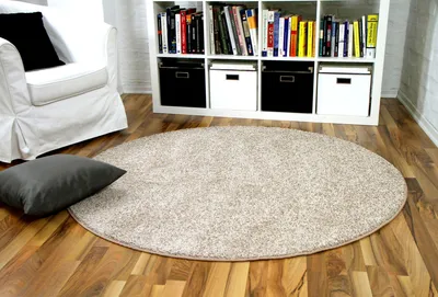 Produktbild von Hochflor Velours Teppich Mona Natur Rund, Größe:100 cm Rund