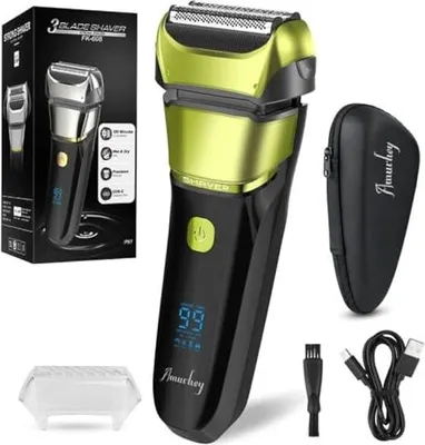 Produktbild von Herren Elektromaner und Trimmer 3 Flexible Klingen, wiederaufladbare drahtlose Fahrtuhlungen, nasse trockener Rasierer, 100 Minuten Laufzeit, Geschenk