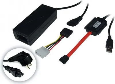 Produktbild von LogiLink Adapter 2.5+3.5+5.25" USB/IDE/SATA Adapter schwarz