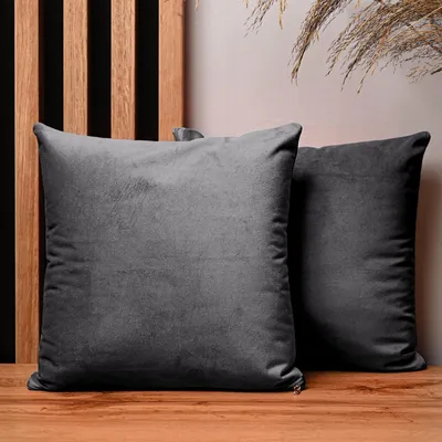Obrázok produktu pre MG Design, dvojica vankúšových poťahov, 30 x 30 cm, sivá farba – so zipsom, jemná a mäkká s jemným leskom, ľahká údržba a dlhá životnosť