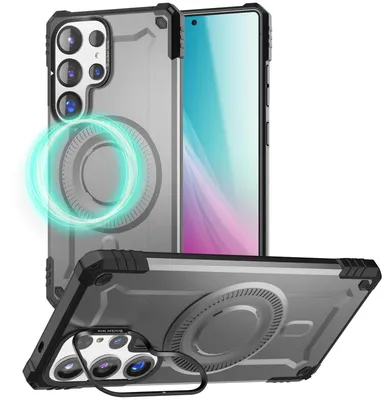 Zdjęcie produktu dla NALIA Magnetyczna obudowa pancerna do Samsung Galaxy S25 Ultra – do MagSafe i podstawki do aparatu – GRANITE (Outdoor) – marka z Berlina – Armor Titan Grey