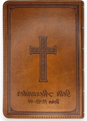 Zdjęcie produktu dla Persönliche Bibel - Heilige Bibel KJV - Einzigartiges Geschenk - Graviert mit Text - Kompaktes Format - Braun