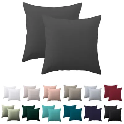 Productafbeelding van Kussensloop, 40x40 cm, 2 stuks - Kussensloop 40x40 cm, antracietkleurig, 100% microvezel, met rits, zacht en kreukvrij.