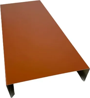 A single metal flashing piece with a brown coating.