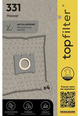 Image de Lot de 4 sacs aspirateur pour Hoover TopFilter Premium