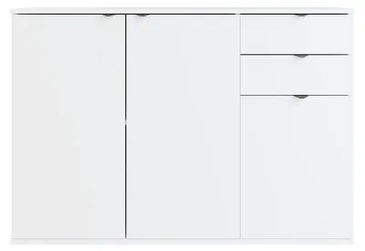 Produktbild von Masseno Kommode METRIX 120 cm Sideboard mit 2 Schubladen und 3 Türen für Wohnzimmer Schlafzimmer Modern 120x35x82,5 cm Weiß