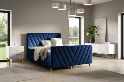 Obrázek produktu pro Kontinentální postel 200x200 ANAMARI PLUS - tmavě modrá + topper