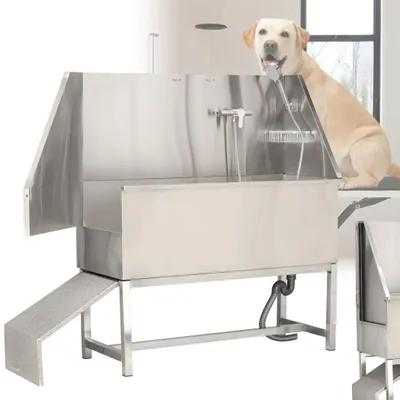 Image de Baignoire de toilettage vétérinaire pour chiens et animaux avec porte et rampe d'accès