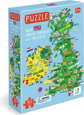 Obrázok produktu pre Puzzle Mapa Veľkej Británie a Severného Írska 100 dielikov