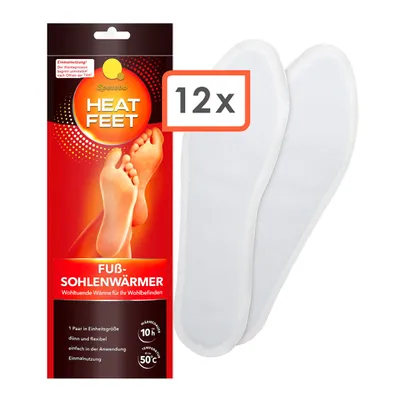 Produktbild von Fußwärmer Einlegesohlen für Schuhe - 12 Paar - Einmal Sohlenwärmer für 10 Stunden Wärme - Uni Wärmesohlen Schuhwärmer in Einheitsgröße 100% natürlich