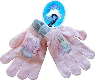 Produktbild von Peppa Pig Strick-Handschuhe für Mädchen | Rosa-Grau | Für Kinder von 4 bis 8 Jahren