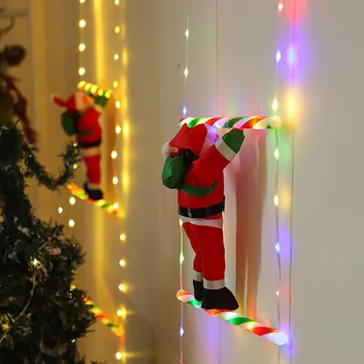 Image de Éclairage de Noël Père Noël avec échelle Décoration Noël 75cm LED Échelle