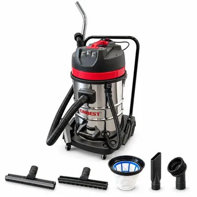Produktbild von ONBEST Industriesauger WD3680 | Nass-Trockensauger | 3600 W | 80 l Edelstahlbehälter | 3 Motoren | fahrbar