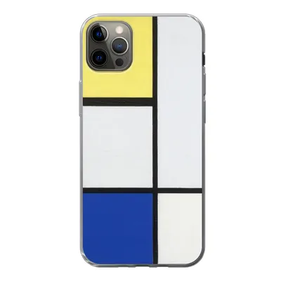 Produktbild von MuchoWow® Handyhülle Schutzhülle Hülle für iPhone 13 Pro Max Komposition mit Gelb, Blau und Schwarz - Piet Mondrian Silikon Softcase Handy Hülle - Mobiltelefon
