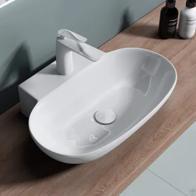 Immagine prodotto di doporro Lavabo da Appoggio in Vetroceramica Bianco Lucido, Lavandino Bagno Moderno con Foro Rubinetto e Rivestimento Nano 56x39,5x12,5 cm Brš¹ssel899