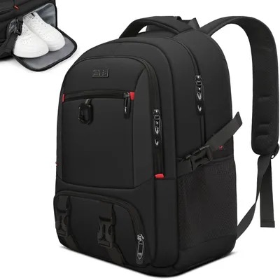 Produktbild von Laptop-Rucksack, 17,3 Zoll, wasserdicht, mit Schuhfach, schwarz