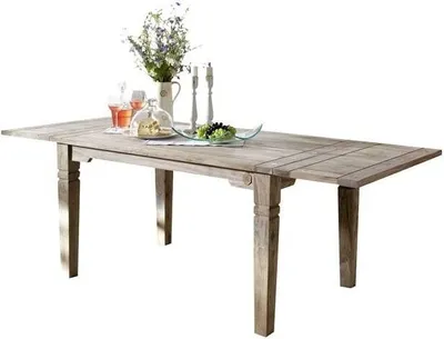 Image de MASSIVMOEBEL24 | Table à manger extensible 140x90 Palissandre huilé Gris taupe LEEDS #52