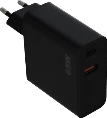 Produktbild von Hakai 65W Super-Schnell-Ladegerät für Xiaomi Mi 9, Mi 9 SE 3A Netzteil 3000mAh schwarz Typ-C Adapter + 3.0 USB-A Quick-Charge Travel-Charger + Hakai Pad