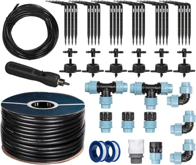 Immagine prodotto di HOLZBRINK Avviatore di irrigazione per Serra, irrigazione a Goccia, impianto di irrigazione: Tubo da 50 m LDPE 20 mm, 6X gocciolatori 4l/h, HTB-09-S-50