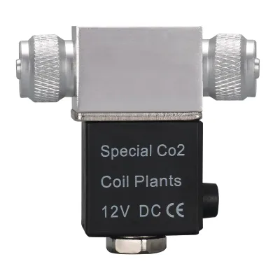 Produktbild von Magnetventil für CO2-Anlage im Aquarium, Regler, 12 V DC-Ausgang, Anschluss für 4 x 6 mm Schlauch oder Blasenzähler, Doppelkopf, geräuscharm, Niederte