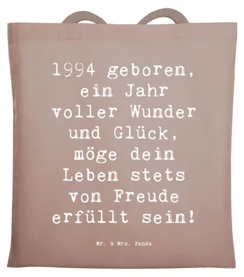 Produktbild von Mr. & Mrs. Panda Beutel Spruch 1994 Geburtstag - Braun Pastell - Geschenk, Glückwunsch, Feier, Einkaufstasche, Jutebeutel, Tote Bag, Nostalgie, Alter, Shopping Tasche