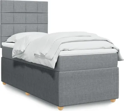 Produktbild von vidaXL Boxspringbett mit Matratze Hellgrau 100x200 cm Stoff