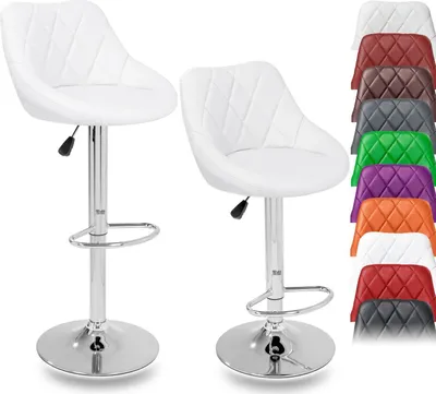 Produktbild von TRESKO Sada 2 barových židlí Bílá barová židle 360° volné nastavení výšky sedadla 60-80 cm