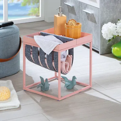 Image de Limana - Table basse, 35x40x35h cm Rose, Porte-revues