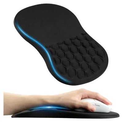 Produktbild von Ergonomisches Mauspad gegen Handgelenkschmerzen - Mit Memory-Schaum & Massage-Noppen, rutschfeste PolyurethanBasis, 30x20cm Schwarz für Büro, Gaming, Homeoffice
