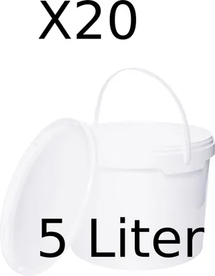 Produktbild von BenBow Eimer mit Deckel 5L x20 Weiß - lebensmittelecht, stabil, luftdicht, auslaufsicher, geruchsneutral - Plastikeimer mit Henkel - leer